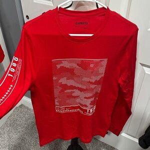 Express Red Long Sleeve Tee